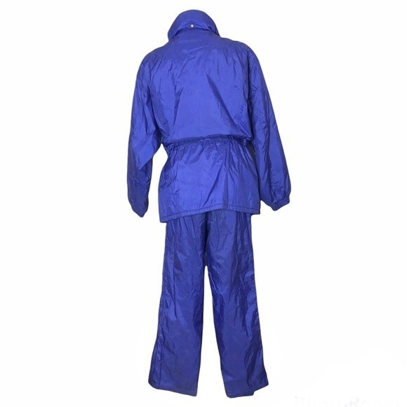 DESCENTE 2 Piece Ski Suit Blue Red snowboarding WinterWomens Size Medium VINTAGE - Picture 2 of 11